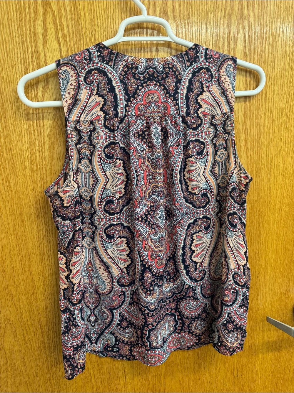 Paisley Zip-Front Sleeveless Camisole - Navy & Rust - Picture 4 of 4